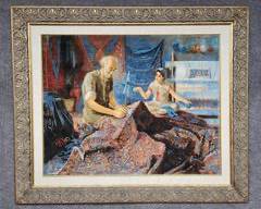 Fantastic Restorer Persian Tabriz Framed Pictorial Area Rug