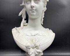 Fine ANTIQUE Parian Ware Albert Ernest Carrier-Belleuse FRENCH SCULPTURE MARBEL FEMALE BUST