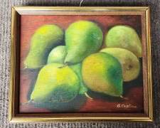 G Ceistina Acrylic on Canvas Framed Still Life Pears