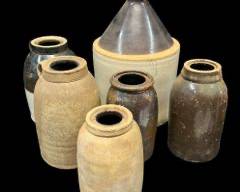 Lot of six antique Stoneware Crocks and jugs