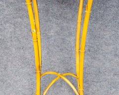 Tole Metal Faux Bamboo & Rattan Top Plant Stand