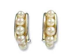 Mikimoto 5 Pearl Sterling Silver Clip-On Earrings. 7.3 Grams