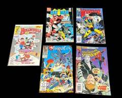 Vintage Bullwinkle and Rocky, Bat Man, Spiderman, Thunder Cats, and Wolverine