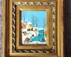 Original Acrylic Painting On Paper Gilt Framed Small Signed