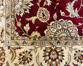 Deep red and ivory rug, 8' x 12'