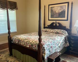 Queen bed; posters measure 84" tall  