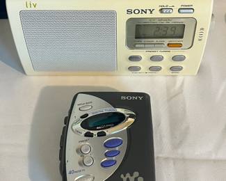 Sony radio, Sony Walkman (As found: only the radio plays through the headphones, cassette comes on but there is no sound. 