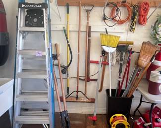6' and 8' ladders, post hole diggers are SOLD. Lawn and garden tools, extension cords, gas cans, cleaning tools still available.