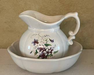 Vintage McCoy Pitcher and Bowl Small Violets