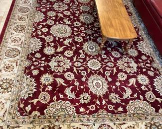 Deep red and ivory rug, 8' x 12'