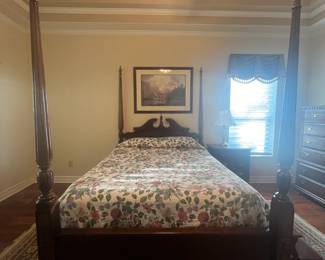 Queen bed; posters measure 84" tall  