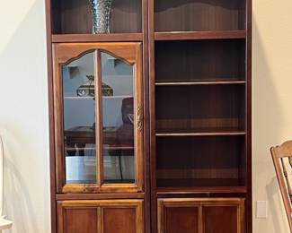 2pc cabinets, 22" x 17" 76 inches each, total length 44 inches. Can be styled side-by-side, flanking the TV or other furniture, or positioned separately in the room. 