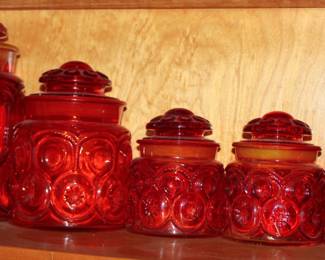 L.E. Smith Amberina "Moon and Stars" Glass