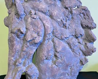 Signed Horse Head Ceramic Sculpture