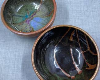 Glazed Stoneware Japanese Pottery Bowls