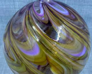 Swirl Glitter Hand Blown Ball Ornamet