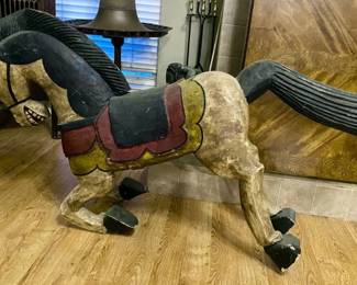 Mexican Folk Art Plaster and Wood Horse Carving