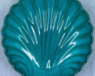 Potters Brown Glazed Pottery Scallop Dish