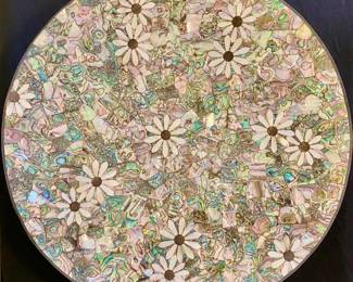 Inlaid Abalone Daisy Platter 15" in Diameter