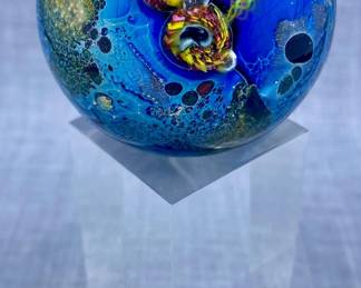 Hand Blown Abstract Glass Paperweight