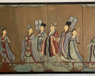 Asian Nobility Procession Wood Panel Converted into Dry Erase Board Screen