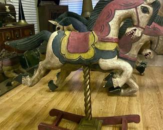 Mexican Folk Art Plaster and Wood Horse Carving