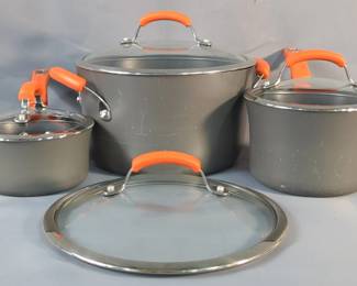 Rachel Ray Hard-Anodized Lidded Cookware, Qty 4 With Extra Lid