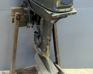 Outboard 20HP Boat Motor, Unknown Make, No Title, On Wood Stand, Untested