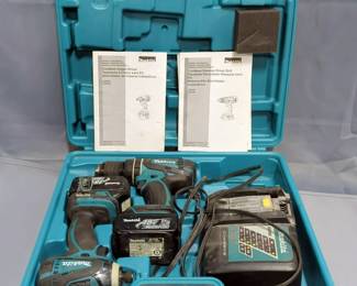 Makita 18V Cordless 1/2" Driver, Model LXPH01, Impact Driver, Model LXDT04, Including Batteries, Charger, And Storage Case, User Manuals Included