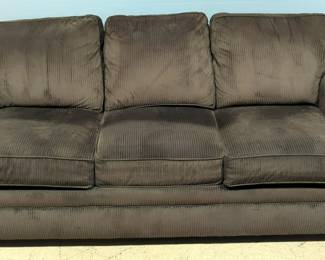 Ribbed Microfiber Three Cushion Sofa With Rolled Arms, 35" x 87" x 36"