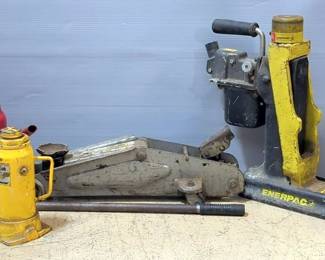 Hydraulic Bottle Jacks Including Torin Big Red, Enerpac, And Wilmer, And Hydraulic Floor Jack