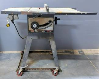Sears Craftsman 10" Adjustable Table Saw, Model 113.298032, 38" x 38" x 27", Custom Wheel Assembly Base, Powers On