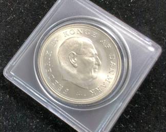 1967 Frederik IX Danish 10 Kroner Silver Coin, 80% Silver