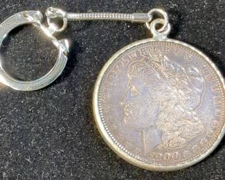 1900 Morgan Silver Dollar In Key Chain Holder