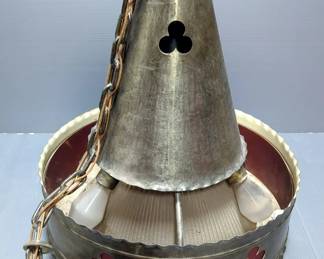 Round Funnel Shaped Lighting Fixture With Clover Cut-Out Detail, 27" x 19" Diameter