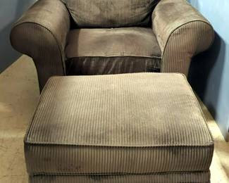 Ribbed Microfiber Easy Chair With Rolled Arms, 35" x 40" x 36", And Matching Ottoman