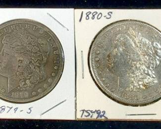 1879 S And 1880 S Morgan Silver Dollars