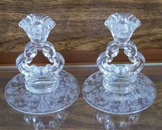 Pair Clear Fostoria Candlesticks