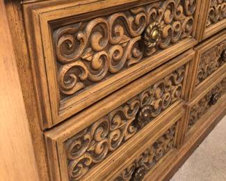 Vintage Carved Dresser With Mirror
