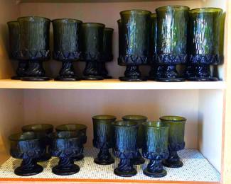 24 pc. Unique Fostoria Serento Green Glass Set