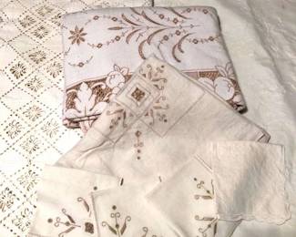 4 Vintage CrochetLinen Table Covers