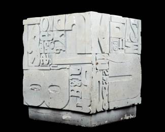 1961 Sheldon Rose Plaster Alpha Sculpt Cube Stool