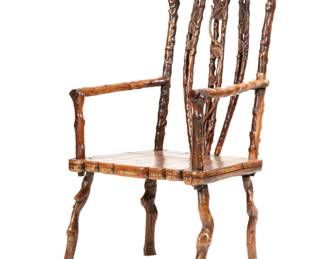 Naturalistic Carved Folk Art Arm Chair