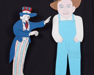 Howard Finster Elvis & Uncle Sam Cut Out Portraits