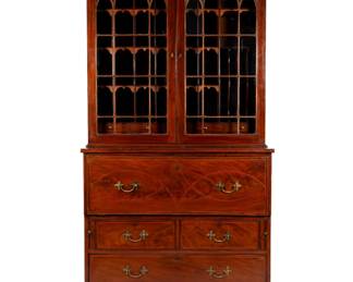 Large English Georgian Mahogany Secretary Bookcase