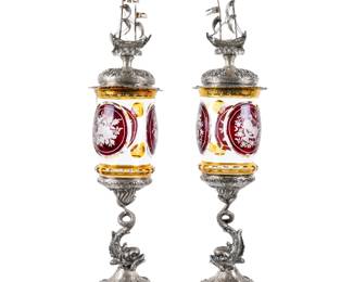 Pair German Silver Goblets