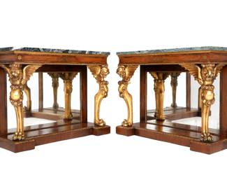 Pair English Regency Rosewood Console Tables