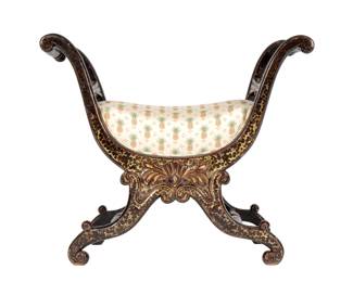 Chinese Export Carved Gilt Decorated Stool