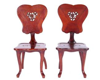 Pair Antoni Gaudi Style Calvert Side Chairs