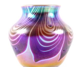 Tiffany Favrile Squat Pulled Feather Vase 275X